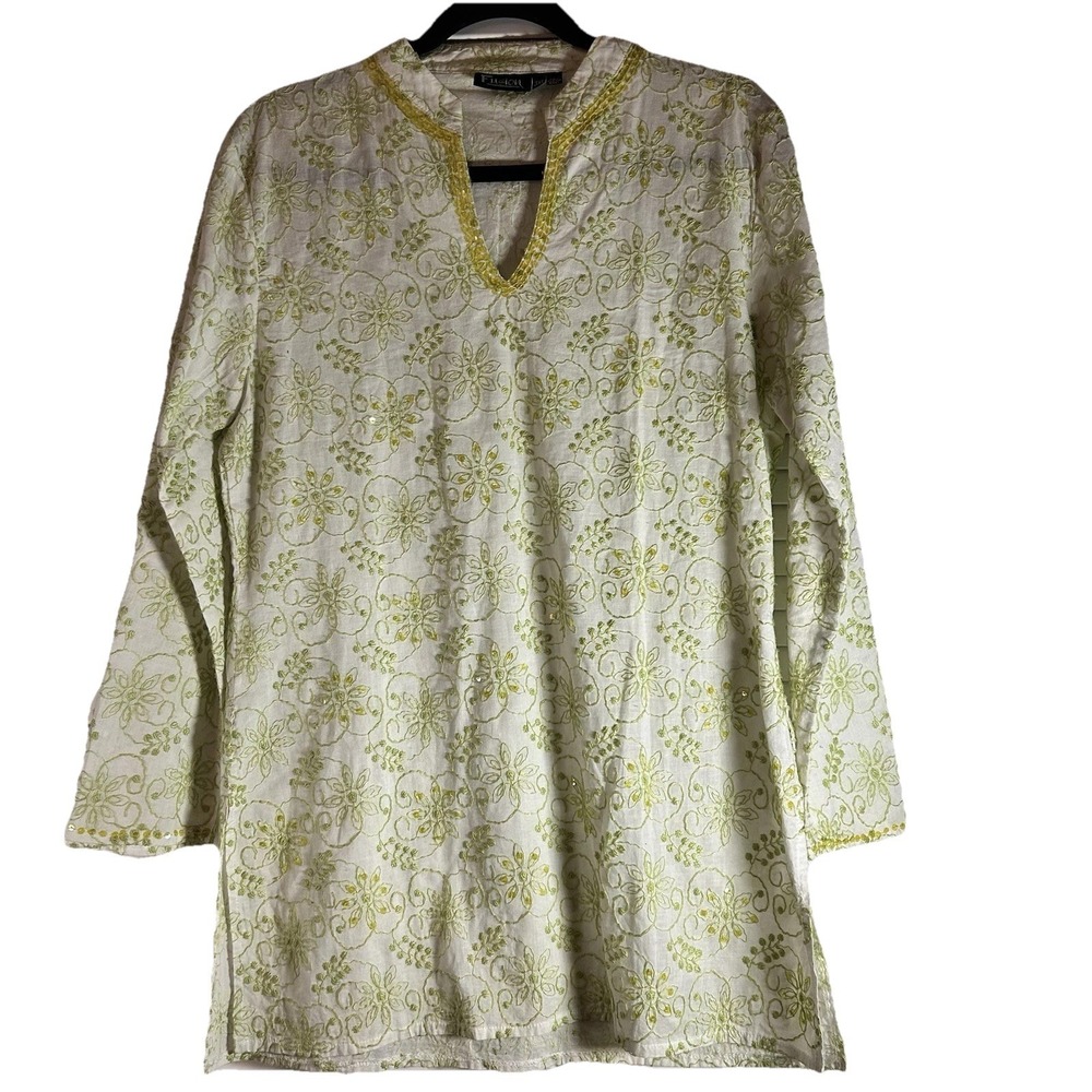 Women Tunic\Kurta Lime Green Embroidery Yellow Sequins 3XL Runs Small See Photos